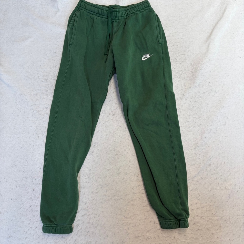 Nike Sweatpants Mens Small Green Fleece Joggers Elastic Cuff Drawstring
